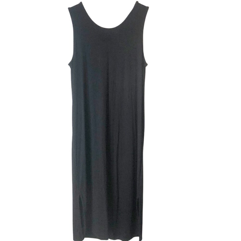 Adrienne Vittadini Black Maxi Back Button Down Dress Size L